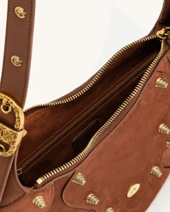 Tessa Suede Shoulder Bag - Dark Birch Brown