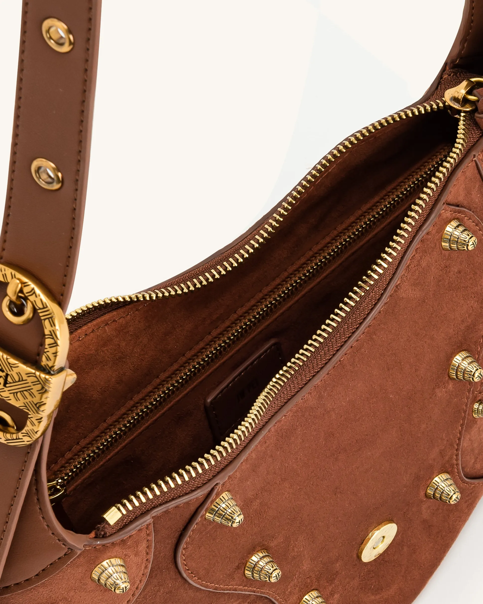 Tessa Suede Shoulder Bag - Dark Birch Brown