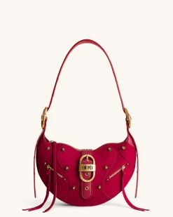 Tessa Suede Shoulder Bag - Deep Magenta