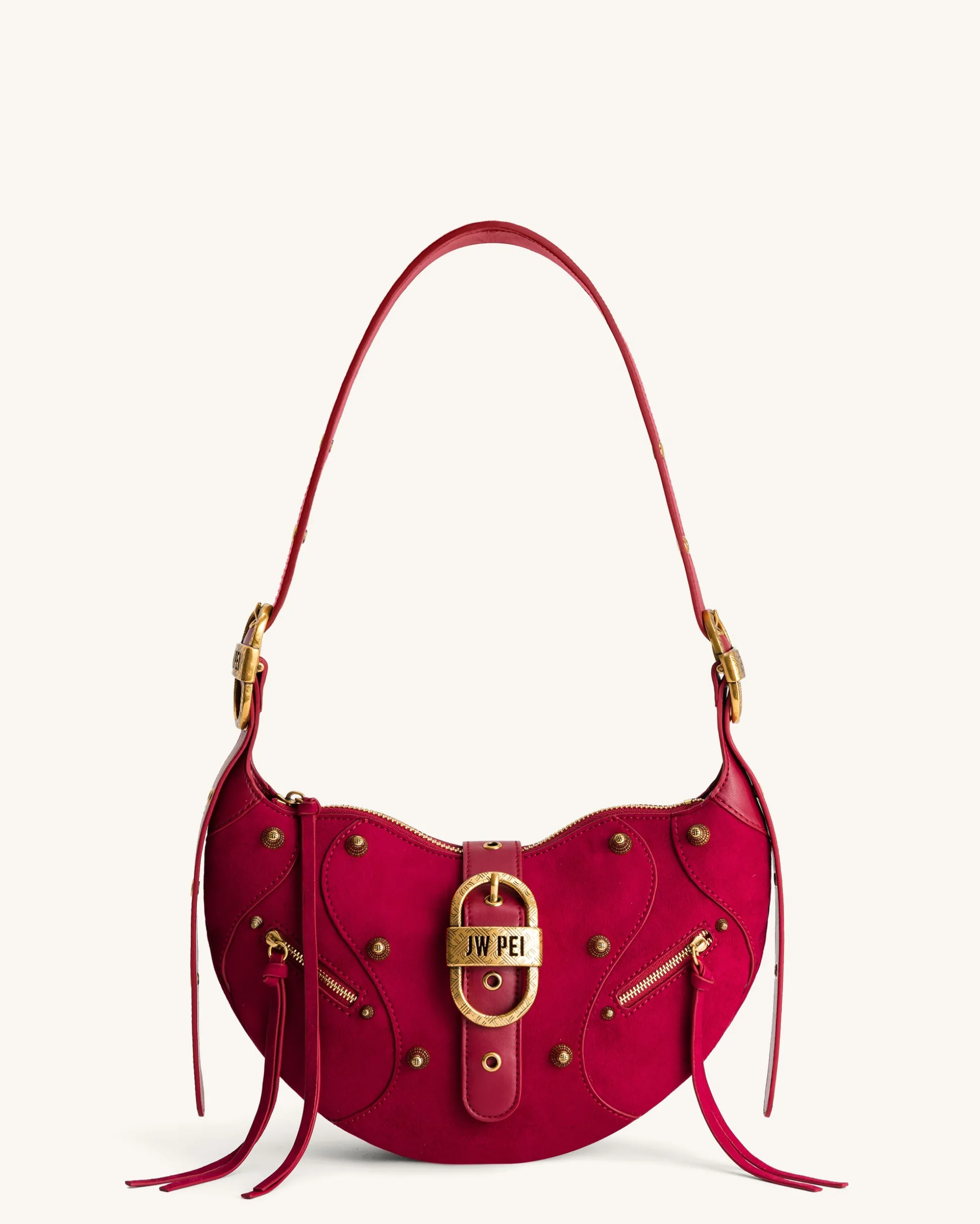 Tessa Suede Shoulder Bag - Deep Magenta