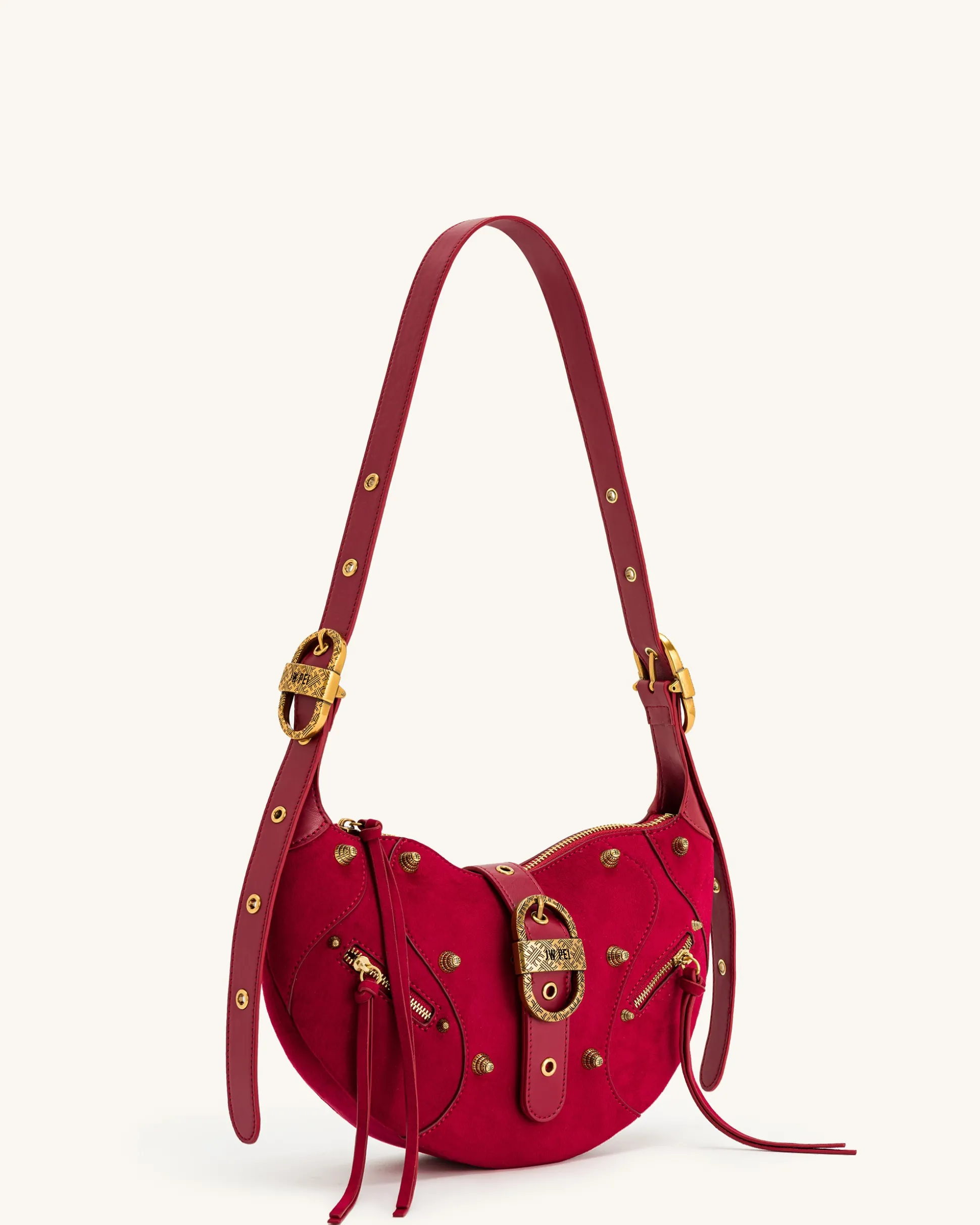 Tessa Suede Shoulder Bag - Deep Magenta