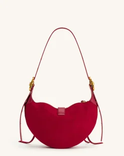 Tessa Suede Shoulder Bag - Deep Magenta