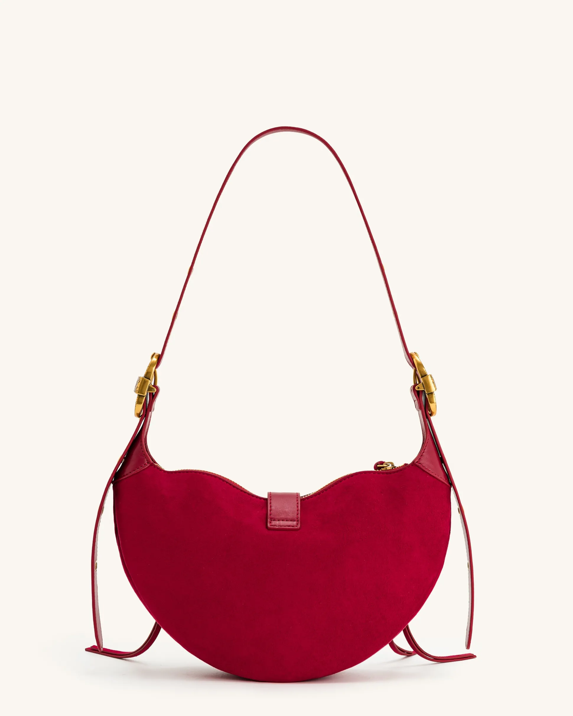 Tessa Suede Shoulder Bag - Deep Magenta