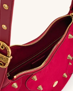 Tessa Suede Shoulder Bag - Deep Magenta