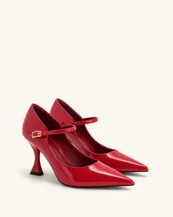 Thalina Patent Leather Pumps - Red