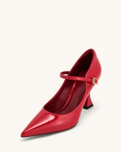 Thalina Patent Leather Pumps - Red