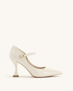 Thalina Patent Leather Pumps - Beige