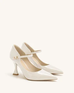 Thalina Patent Leather Pumps - Beige