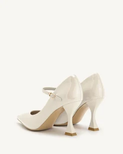 Thalina Patent Leather Pumps - Beige