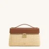 Thea Faux Straw Top Handle Bag - Brown Straw