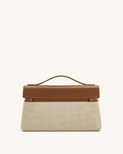 Thea Top Handle Bag - Brown Canvas