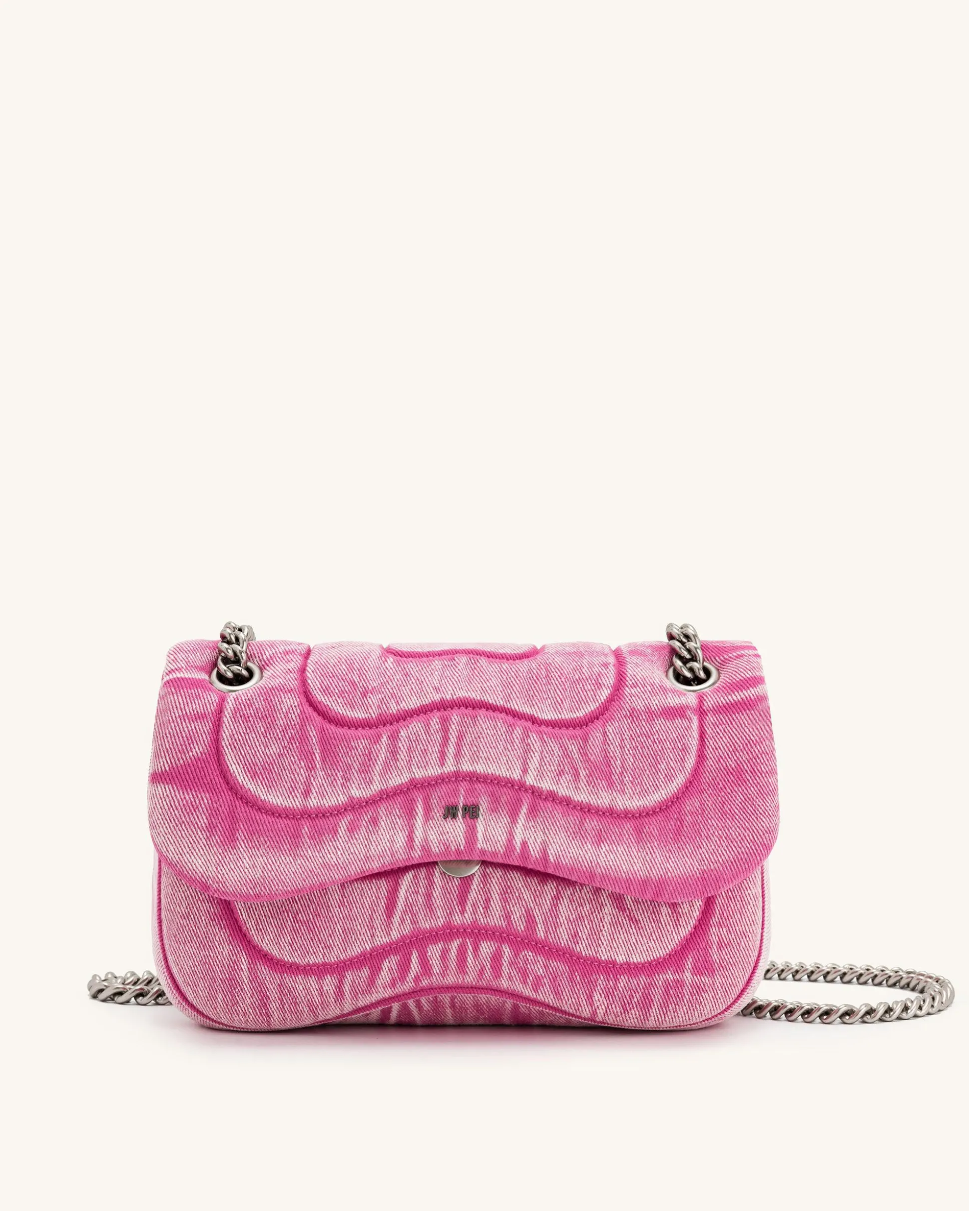 Tina Denim Quilted Chain Crossbody - Pink
