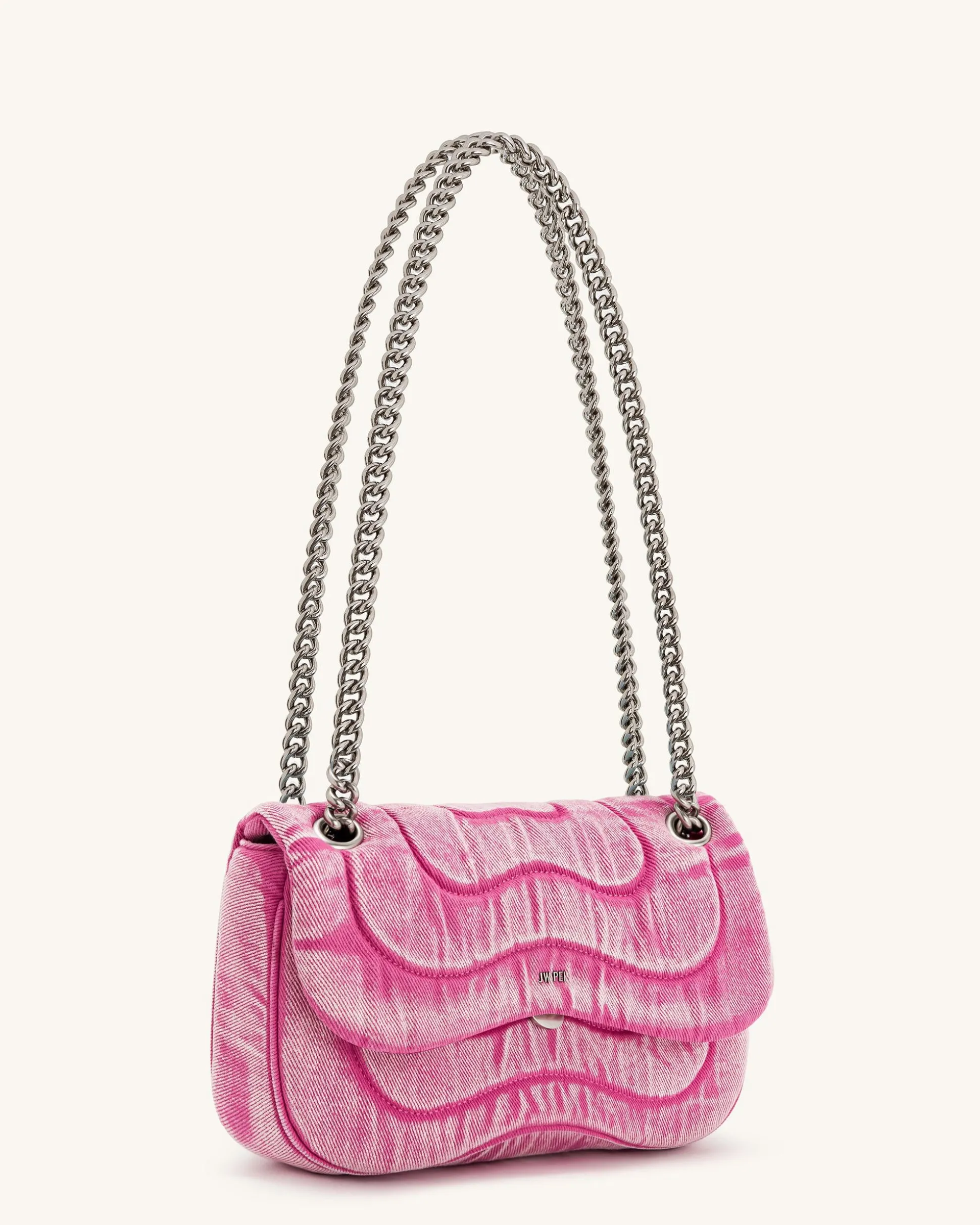 Tina Denim Quilted Chain Crossbody - Pink