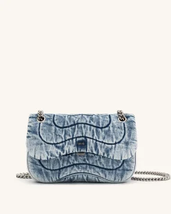 Tina Denim Quilted Chain Crossbody - Blue