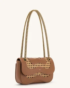 Tina Faux Bamboo Woven Crossbody - Brown