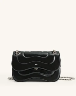 Tina Quilted Chain Crossbody - Black