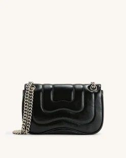 Tina Quilted Chain Crossbody - Black