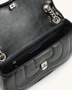 Tina Quilted Chain Crossbody - Black