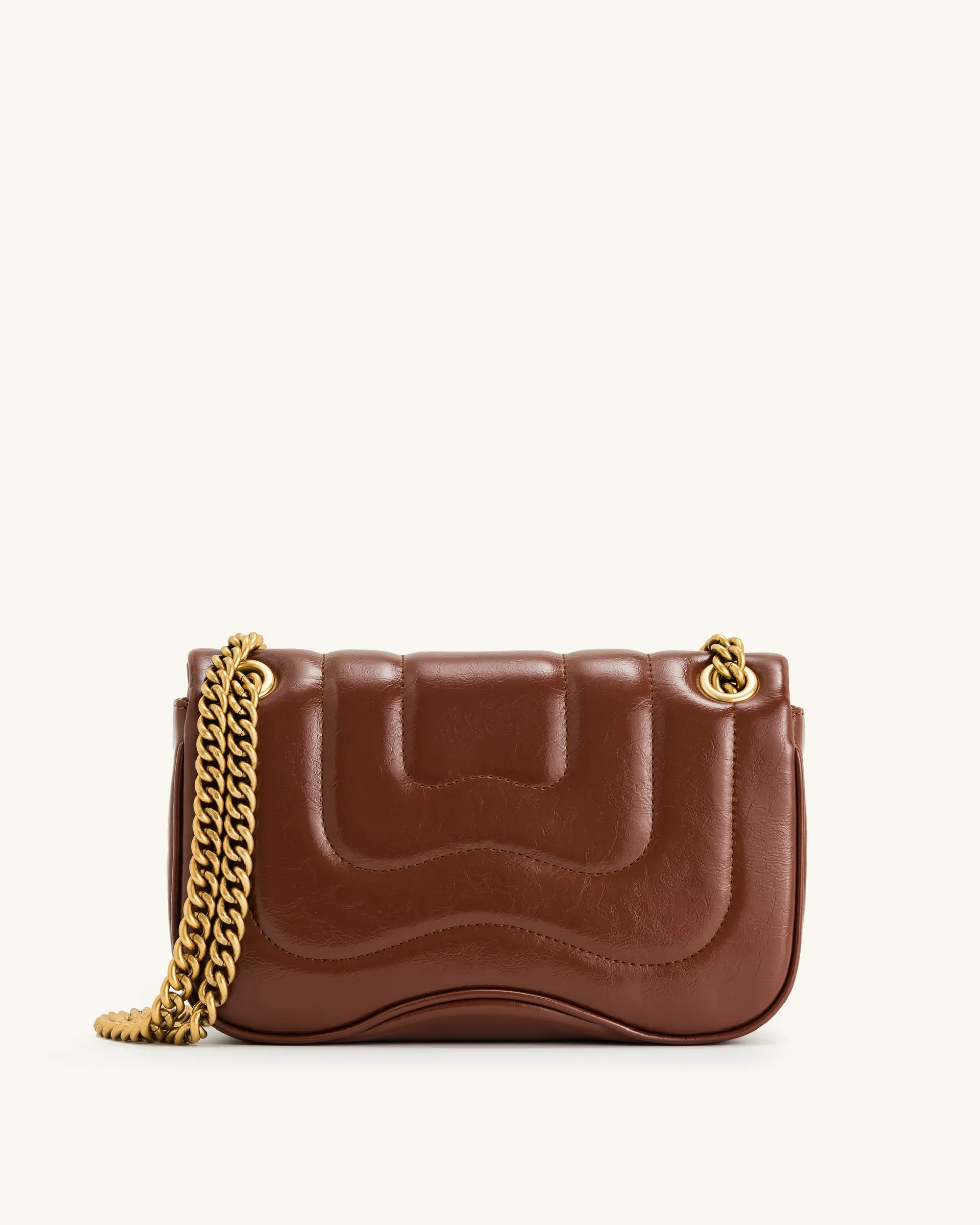 Tina Quilted Chain Crossbody - Brown