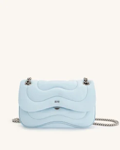 Tina Quilted Chain Crossbody - Blue