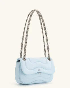 Tina Quilted Chain Crossbody - Blue