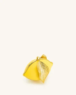 Tori Vegan Leather Metal Structure Clutch - Lemon Yellow