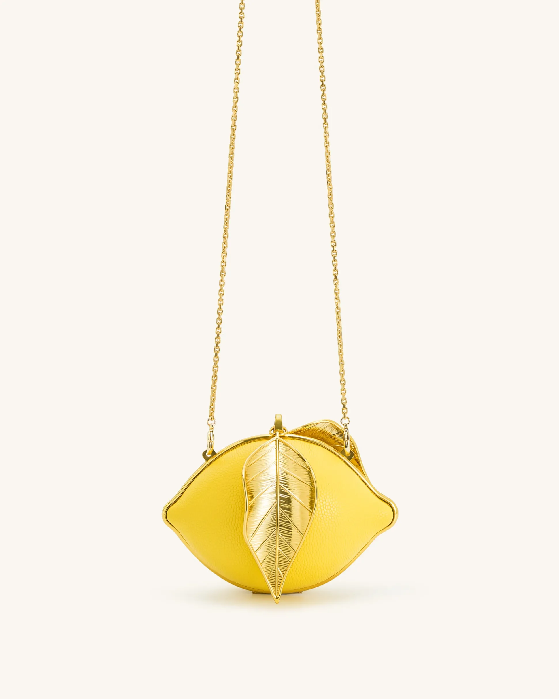 Tori Vegan Leather Metal Structure Clutch - Lemon Yellow