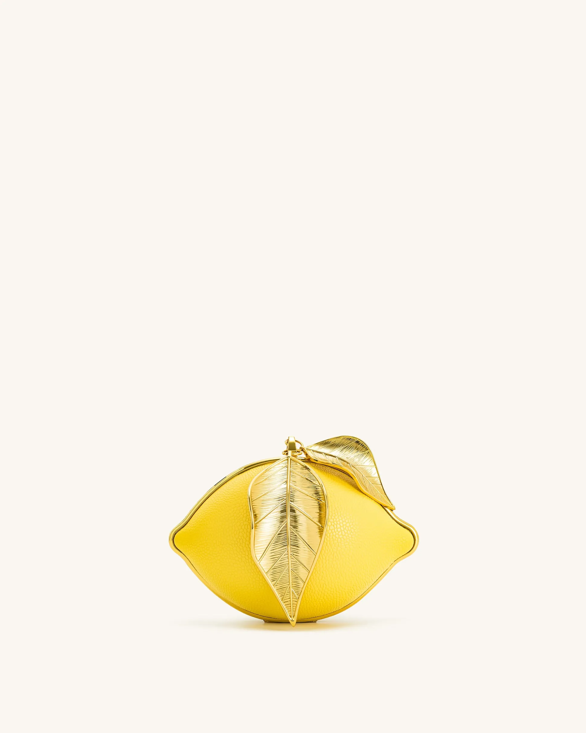 Tori Vegan Leather Metal Structure Clutch - Lemon Yellow