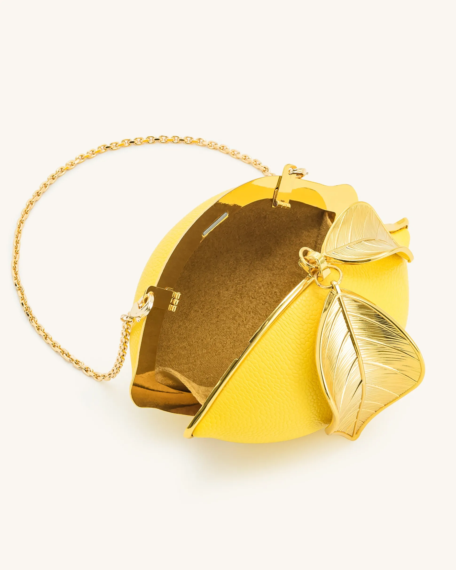 Tori Vegan Leather Metal Structure Clutch - Lemon Yellow
