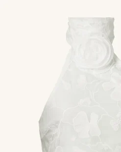 Uliana White Floral Lace Halterneck Maxi Dress - White