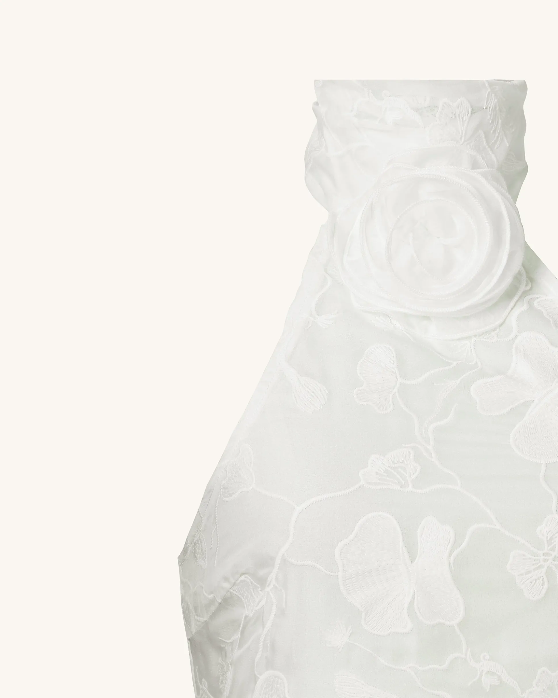 Uliana White Floral Lace Halterneck Maxi Dress - White