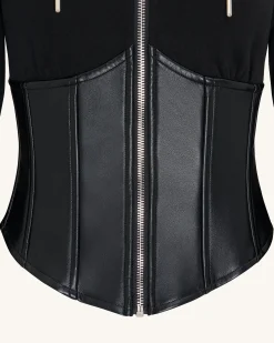 Valentina Structured Corset Hoodie - Black