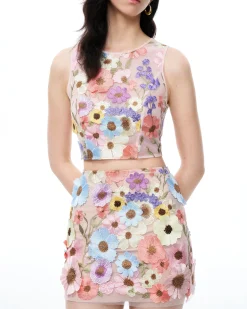 Valentino 3D Floral Embroidered Dress Set - Pastel Multi