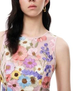 Valentino 3D Floral Embroidered Dress Set - Pastel Multi