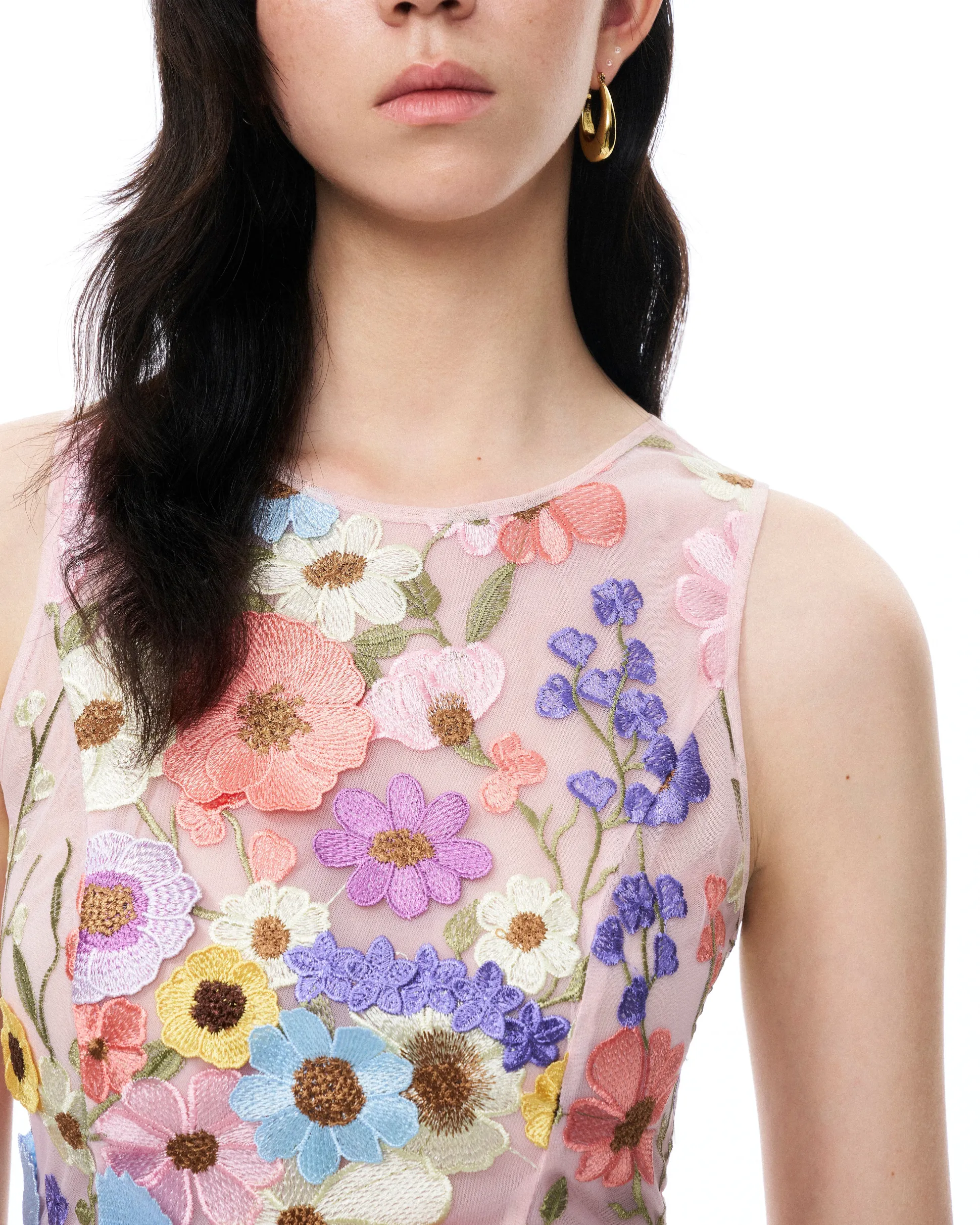 Valentino 3D Floral Embroidered Dress Set - Pastel Multi