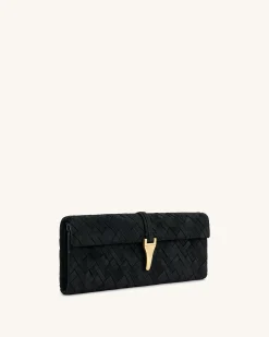 Zaria Woven Clutch - Black