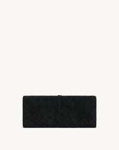 Zaria Woven Clutch - Black