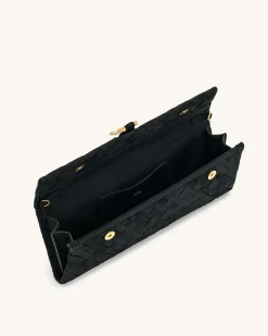 Zaria Woven Clutch - Black