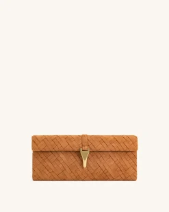 Zaria Woven Clutch - Brown