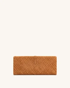 Zaria Woven Clutch - Brown