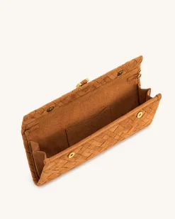 Zaria Woven Clutch - Brown