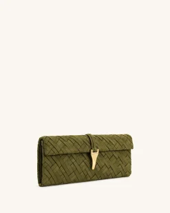 Zaria Woven Clutch - Dark Olive