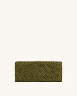 Zaria Woven Clutch - Dark Olive
