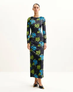Zoe Vibrant Floral Long Sleeve Gown - Multicolor